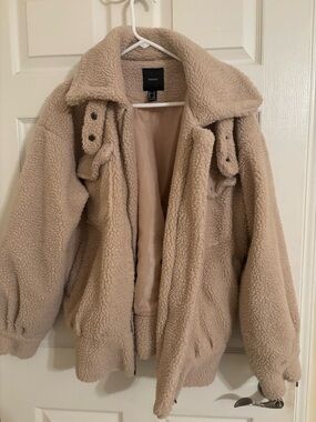 Forever 21 Beige Teddy Sherpa Jacket - Neutral Tan